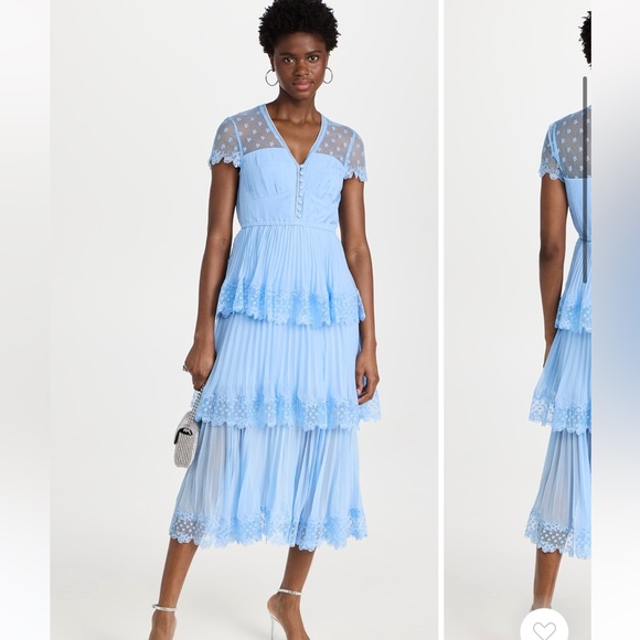 Self Portrait
Blue Chiffon Tiered Midi Dress - Picture 2 of 8